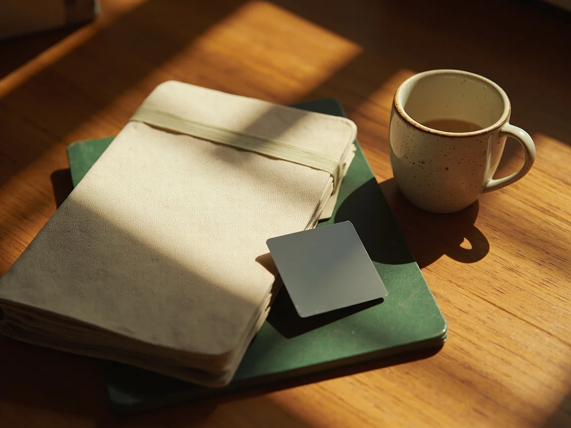 Closed passbook and a plain metal card